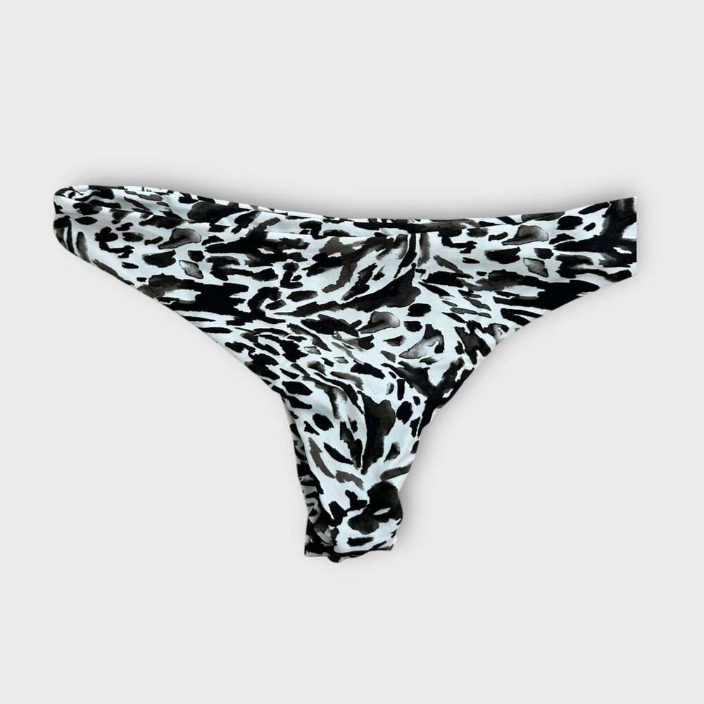 Mikoh Black and White Leopard Print Extra Small Bikini Bottom